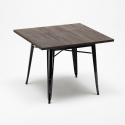 set industriale tavolo cucina 80x80cm 4 sedie Lix legno metallo hustle wood black 