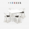 set tavolo industriale bianco 80x80cm 4 sedie Lix legno century wood white Offerta