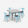 set cucina industriale tavolo 80x80cm 4 sedie Lix legno metallo century wood Caratteristiche