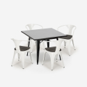 set tavolo nero 80x80cm 4 sedie stile Lix industriale century wood black Misure