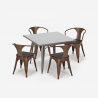 set cucina industriale tavolo 80x80cm 4 sedie legno metallo century wood Acquisto