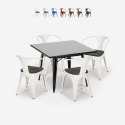 set tavolo nero 80x80cm 4 sedie stile Lix industriale century wood black Offerta