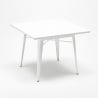 set tavolo industriale bianco 80x80cm 4 sedie Lix legno century wood white 