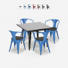 set tavolo nero 80x80cm 4 sedie stile industriale century wood black Saldi
