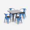 set tavolo nero 80x80cm 4 sedie stile industriale century wood black Prezzo