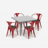 set cucina industriale tavolo 80x80cm 4 sedie legno metallo century wood 