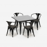 set tavolo nero 80x80cm 4 sedie stile industriale century wood black Acquisto