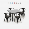 set tavolo nero 80x80cm 4 sedie stile industriale century wood black Catalogo