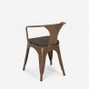 set cucina industriale tavolo 80x80cm 4 sedie legno metallo century wood 