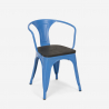 set tavolo nero 80x80cm 4 sedie stile industriale century wood black 