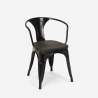 set tavolo nero 80x80cm 4 sedie stile industriale century wood black 