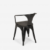 set tavolo nero 80x80cm 4 sedie stile industriale century wood black 