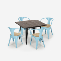 set industriale tavolo legno 80x80cm 4 sedie Lix metallo hustle black top light Catalogo