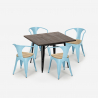 set industriale tavolo legno 80x80cm 4 sedie metallo hustle black top light Catalogo