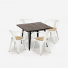 set industriale tavolo legno 80x80cm 4 sedie metallo hustle black top light Stock