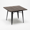 set industriale tavolo legno 80x80cm 4 sedie metallo hustle black top light Caratteristiche