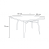 set industriale tavolo legno 80x80cm 4 sedie metallo hustle black top light 