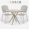 Set tavolo rotondo beige 80cm 2 sedie design moderno esterno Valet Promozione
