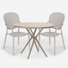 Set tavolo rotondo beige 80cm 2 sedie design moderno esterno Valet Scelta