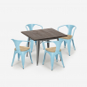 set tavolo cucina 80x80cm 4 sedie Lix legno industriale hustle top light Stock