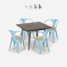 set tavolo cucina 80x80cm 4 sedie Lix legno industriale hustle top light Vendita