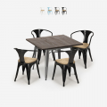 set tavolo cucina 80x80cm 4 sedie Lix legno industriale hustle top light Promozione