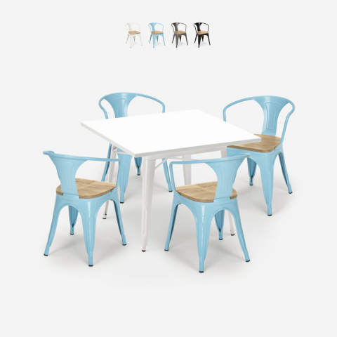 set 4 sedie Lix tavolo cucina bianco 80x80cm century white top light Promozione