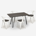 set tavolo 120x60cm 4 sedie Lix legno industriale sala pranzo wismar wood Misure