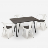 set tavolo 120x60cm 4 sedie legno industriale sala pranzo wismar wood Misure