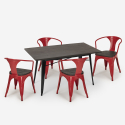 set 4 sedie legno tavolo 120x60cm industriale sala pranzo caster wood 