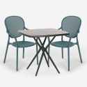 Set tavolo quadrato 70x70cm nero 2 sedie interno esterno Lavett Dark Scelta