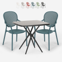 Set tavolo quadrato 70x70cm nero 2 sedie interno esterno Lavett Dark Promozione
