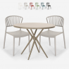 Set tavolo rotondo 80cm beige 2 sedie design moderno Gianum Promozione