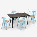 set 4 sedie Lix legno tavolo industriale 120x60cm caster top light Catalogo