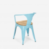 set 4 sedie legno tavolo industriale 120x60cm caster top light 