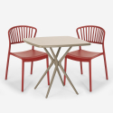 Set tavolo quadrato 70x70cm beige 2 sedie interno esterno design Magus Scelta