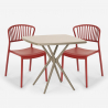 Set tavolo quadrato 70x70cm beige 2 sedie interno esterno design Magus Scelta