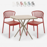 Set tavolo quadrato 70x70cm beige 2 sedie interno esterno design Magus Promozione