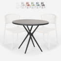 Set 2 sedie design moderno tavolo rotondo nero 80cm Gianum Dark Vendita