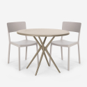 Set 2 sedie polipropilene tavolo rotondo 80cm beige design Aminos Offerta