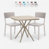 Set 2 sedie tavolo quadrato beige 70x70cm polipropilene design Regas Stock