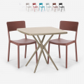 Set 2 sedie tavolo quadrato beige 70x70cm polipropilene design Regas Promozione