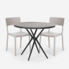 Set tavolo rotondo nero 80cm 2 sedie design moderno Aminos Dark Modello