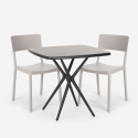 Set tavolo quadrato 70x70cm nero 2 sedie esterno design Regas Dark Offerta