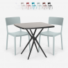 Set tavolo quadrato 70x70cm nero 2 sedie esterno design Regas Dark Costo