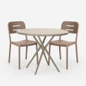 Set 2 sedie polipropilene design tavolo rotondo 80cm beige Ipsum Offerta