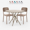 Set 2 sedie polipropilene design tavolo rotondo 80cm beige Ipsum Promozione