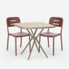 Set tavolo quadrato beige polipropilene 70x70cm 2 sedie design Larum Offerta