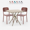 Set tavolo quadrato beige polipropilene 70x70cm 2 sedie design Larum Promozione
