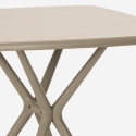 Set tavolo quadrato beige polipropilene 70x70cm 2 sedie design Larum 